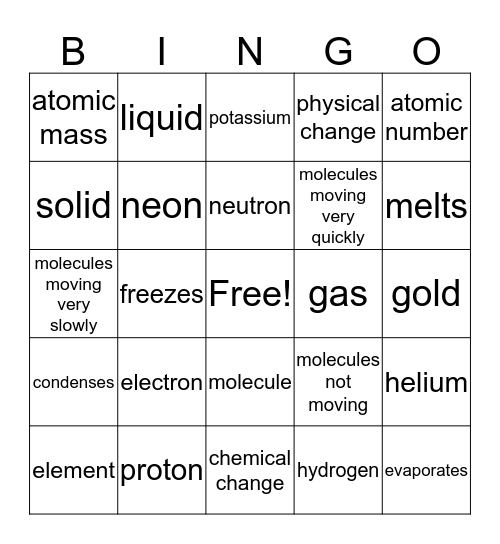 Matter Bingo Card