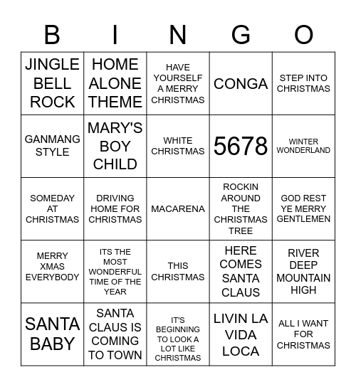 CHRISTMAS HITS BINGO Card