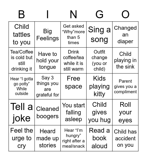 Childcare Bingo Card