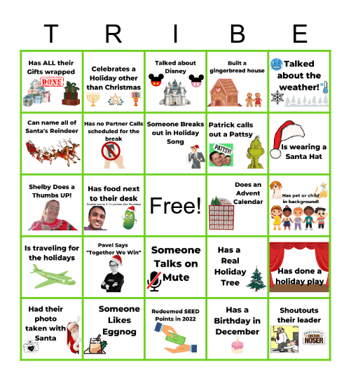 Tribe Holiday Party Bingo Card