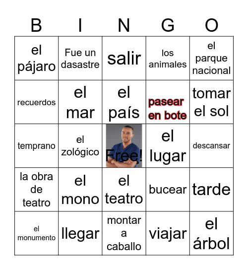 Fui de Vacaciones 8A Bingo Card