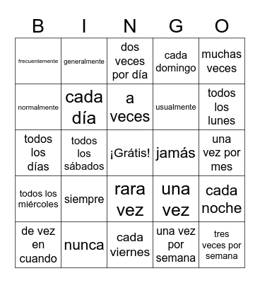 Frecuencia Bingo Card