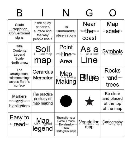 Cartography Bingo Card