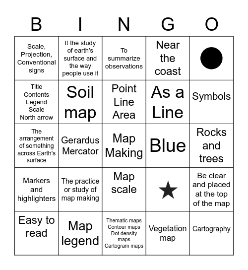 Cartography Bingo Card