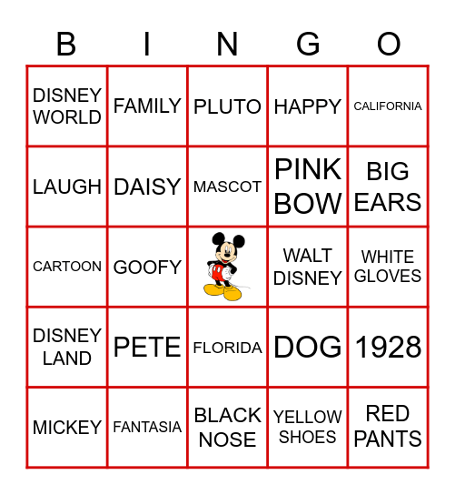 MICKEY MOUSE Bingo Card