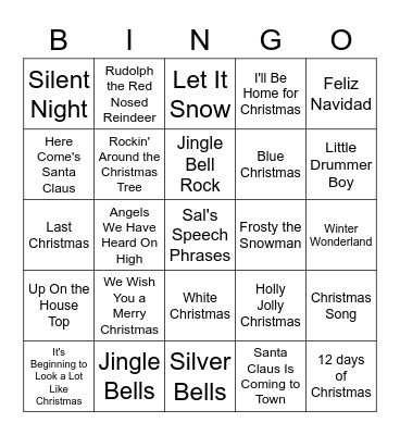 Sal's Christmas Bingo Card