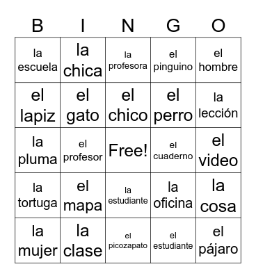 Nouns - 7 Bingo Card