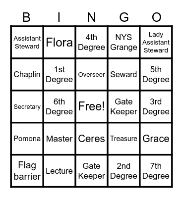 Col. Harper Bingo Card