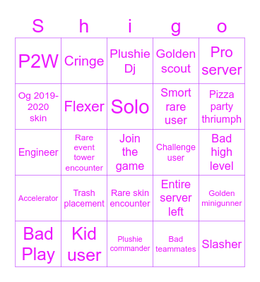 Tds Moment Bingo Card