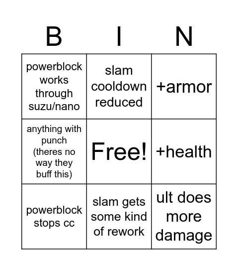 doom buff bingo Card