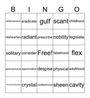 Untitled Bingo Card