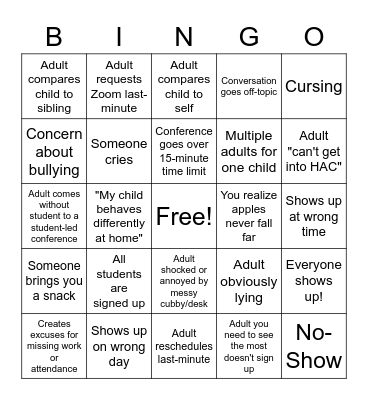 Conferences BINGO! Bingo Card