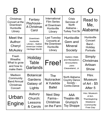 WLRH PSA Bingo Nov. 24-Dec. 30 Bingo Card