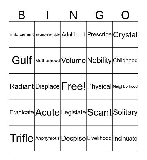 Untitled Bingo Card