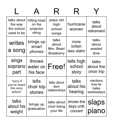 Scary Larry Bingo Card