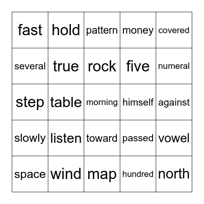 FRY WORD BINGO 351-375listen Bingo Card