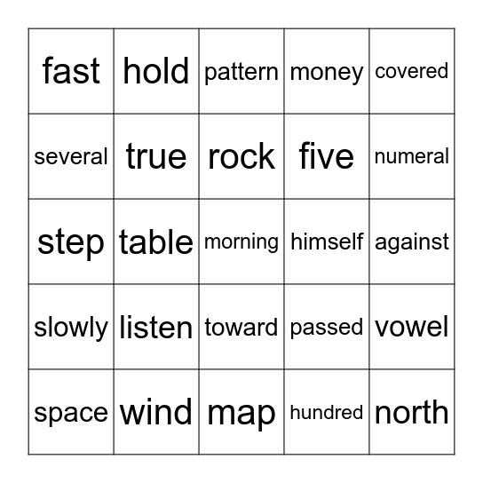 FRY WORD BINGO 351-375listen Bingo Card