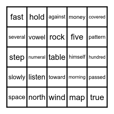 FRY WORD BINGO 351-375listen Bingo Card