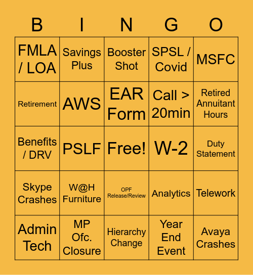 AskAdmin Bingo! Bingo Card