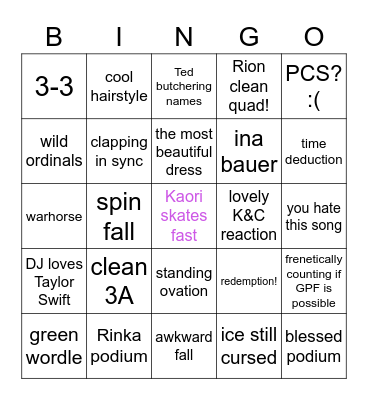 NHK Women FS Bingo Card