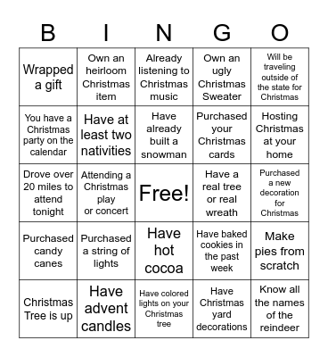 Christmas Bingo Card