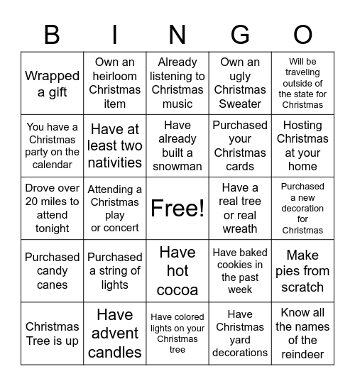 Christmas Bingo Card