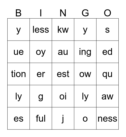 Saxon Phonics Grade 1 Lesson 113 Bingo Card