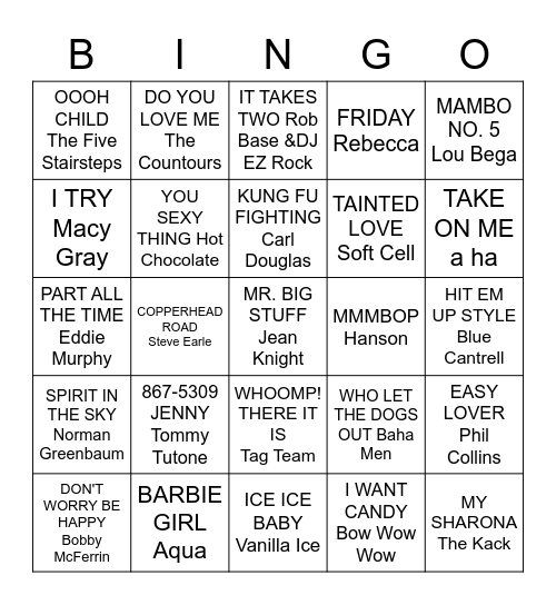 Music Bingo Card