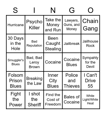 FDSET SINGO Bingo Card