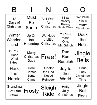 Christmas Singo Bingo Card