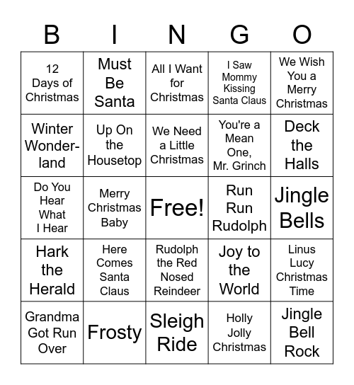 Christmas Singo Bingo Card