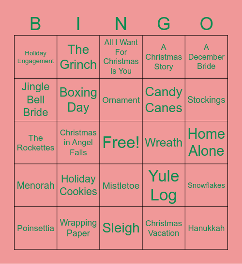 Holiday Speed Bingo Card