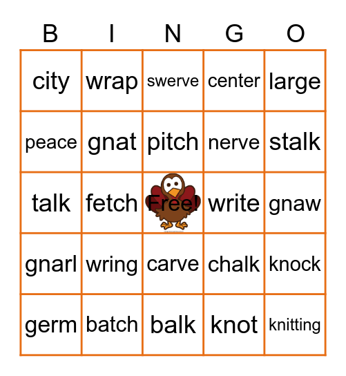 Advanced Consonants Bingo Card