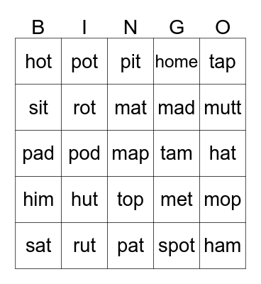 Saxon Phonics Grade 1 Lesson 123 Bingo Card