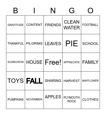 THANKFUL Bingo Card