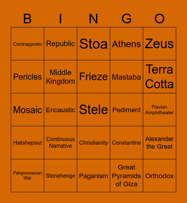 Thanksgiving Break Review Bingo Card