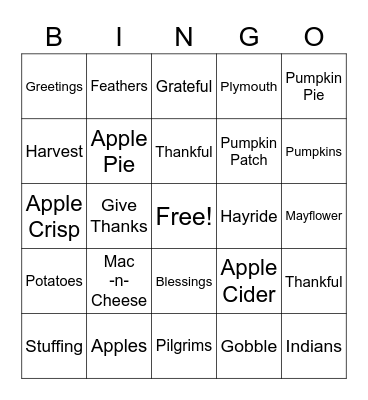 Thanksgiving Bingo Card