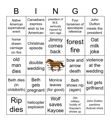 YELLOWSTONE BINGO Card