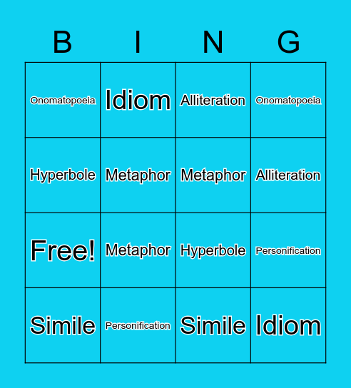 Figures of Speech Bingo Card
