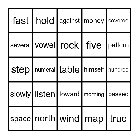 FRY WORD BINGO 351-375 Bingo Card