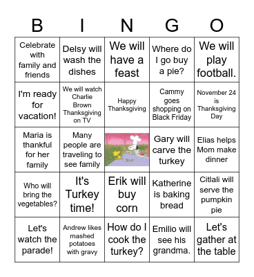 ASL Thanksgiving Bingo Card