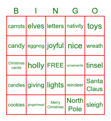 C H R I S T M A S Bingo Card