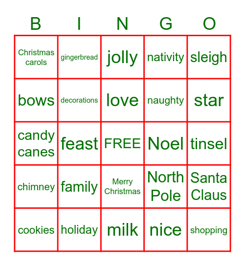 C H R I S T M A S Bingo Card