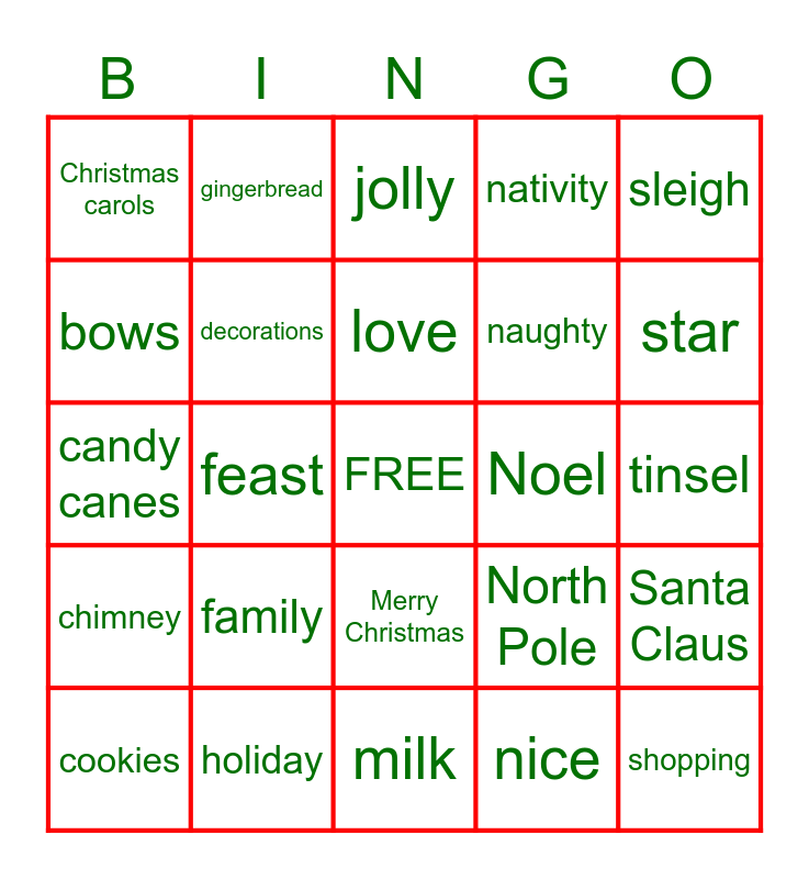 C H R I S T M A S Bingo Card