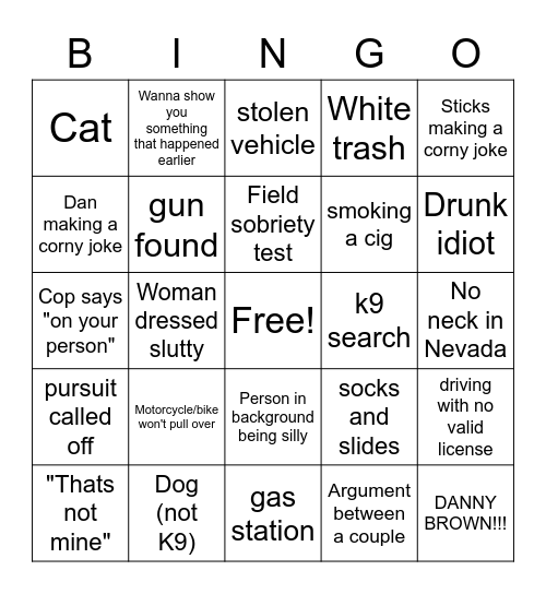 Live PD 11-18-2022 Bingo Card