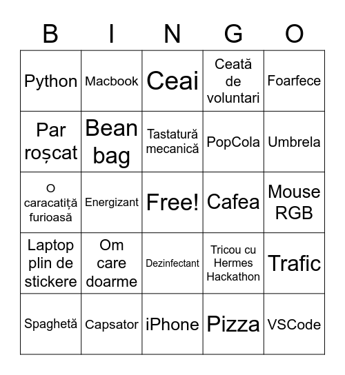 Hackathon Bingo Card