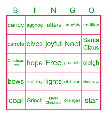 C H R I S T M A S Bingo Card