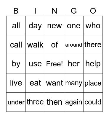 Wonders Unit 2 Bingo Card