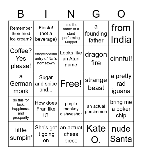 Celebrating Natalie BINGO Card