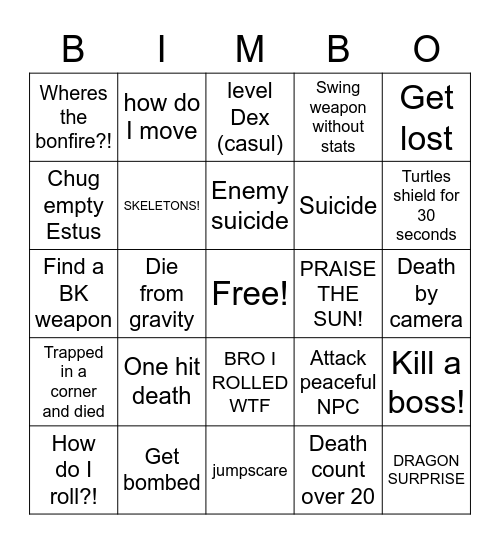 DARK SOULS Bingo Card